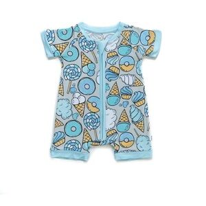 NWOT Little Sleepies Gray Sweet Treats Shorty Bamboo Viscose Zippy 6-12 months